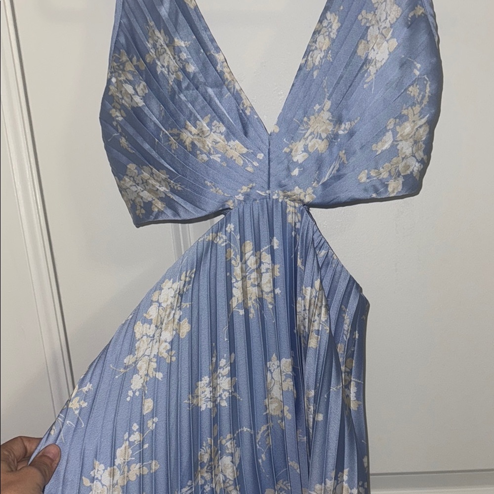Abercrombie & Fitch Light Blue Dress with Cream Floral Design